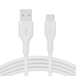 Кабел Belkin BOOST CHARGE Flex Silicone cable USB-A to USB-C - 1M - White