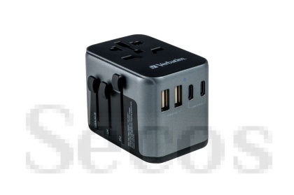 Адаптер Verbatim UTA-03 Universal Travel Adapter with 1 x USB-C PD 30W & QC 3.0 / 2 x USB-C / 2 x USB-A