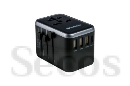 Адаптер Verbatim UTA-04 Universal Travel Adapter with 1 x USB-C PD 61W & QC 3.0 / 1 x USB-C / 3 x USB-A