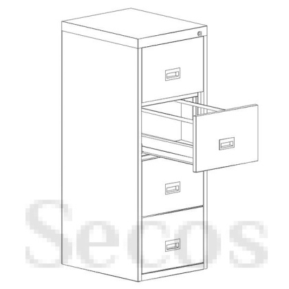 Огнеупорен шкаф за висящи папки File Locker SZK301 OG Единичен с 4 чекмеджета, 53x63.5x138 cm, Сив