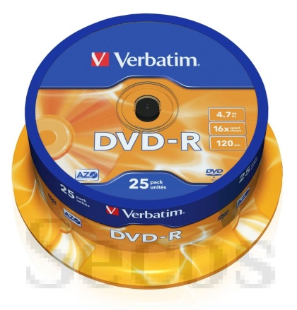 Медия Verbatim DVD-R AZO 4.7GB 16X MATT SILVER SURFACE (25 PACK)