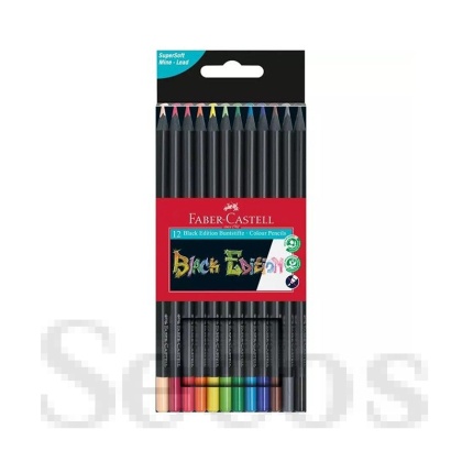 Цветни моливи Faber-Castell Black Edition Триъгълни, 12 цвята