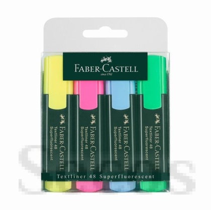 Комплект текст маркери Faber-Castell 1548 Скосен връх 1-5 mm 4 цвята