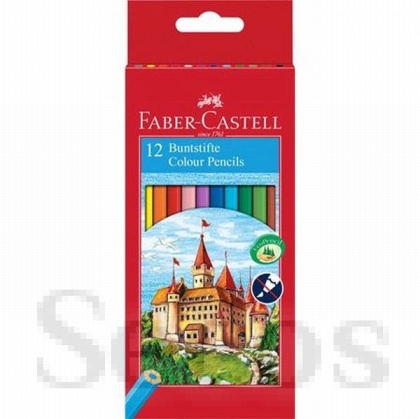 Цветни моливи Faber-Castell Castle Шестоъгълни, 12 цвята