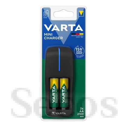 Батерия Varta Power Accu R2U/AA със зарядно Презареждаща 2100 mAh, 1.2V, 2 бр., За 1/2 батерии AA/AAA