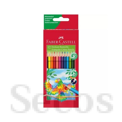 Цветни моливи Faber-Castell Триъгълни, 12 цвята