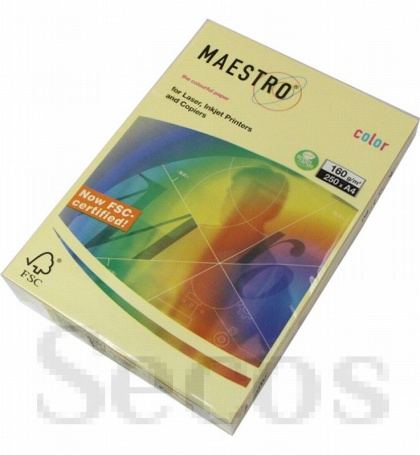 Цветен картон Maestro Color Жълт пастел, А4, 250 л. 160 g/m2