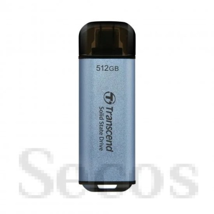 Твърд диск Transcend 512GB, USB External SSD, ESD300C, USB 10Gbps, Type C, Sky Blue