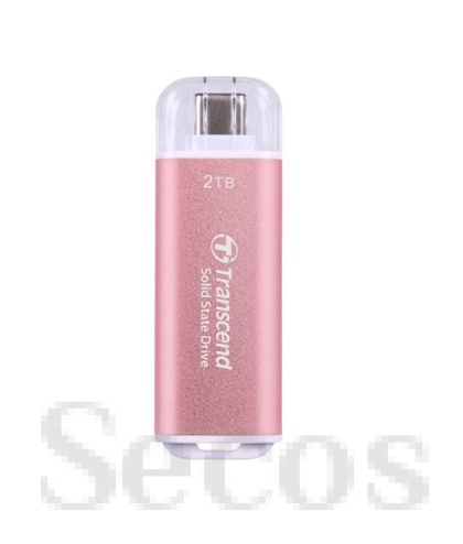 Твърд диск Transcend 2TB, USB External SSD, ESD300P, USB 10Gbps, Type C, Pink