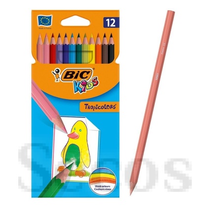 Цветни моливи Bic Kids Tropicolors Шестоъгълни, 12 цвята