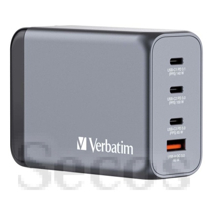 Зарядно устройство Verbatim GNC-240 GaN Charger 4 Port 240W USB A/C (EU/UK/US)