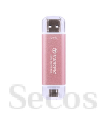 Твърд диск Transcend 2TB, USB External SSD, ESD310P, USB 10Gbps, Type C/ A, Pink