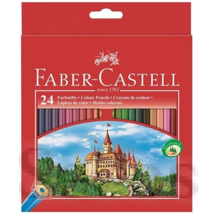 Цветни моливи Faber-Castell Castle Шестоъгълни, 24 цвята