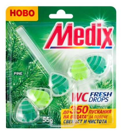 Ароматизатор за тоалетна Medix WC Fresh Drops Блокче, комплект 55 g, Pine