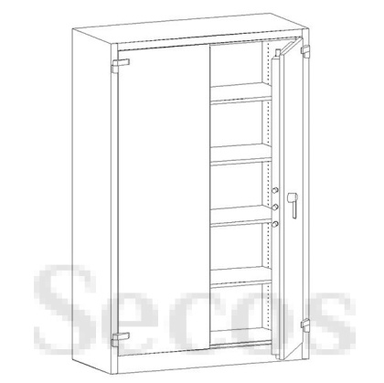 Огнеупорен метален шкаф Malow Office Locker SAM W3A С четири рафта, 126x55x195 cm