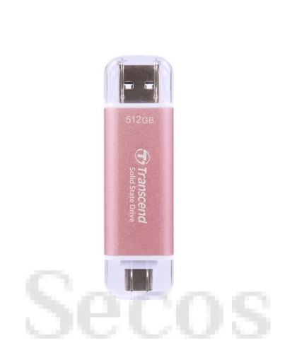 Твърд диск Transcend 512GB, USB External SSD, ESD310P, USB 10Gbps, Type C/ A, Pink