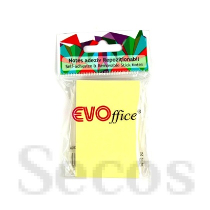 Самозалепващи листчета EVOffice 50x75 mm, 100 л. Жълти